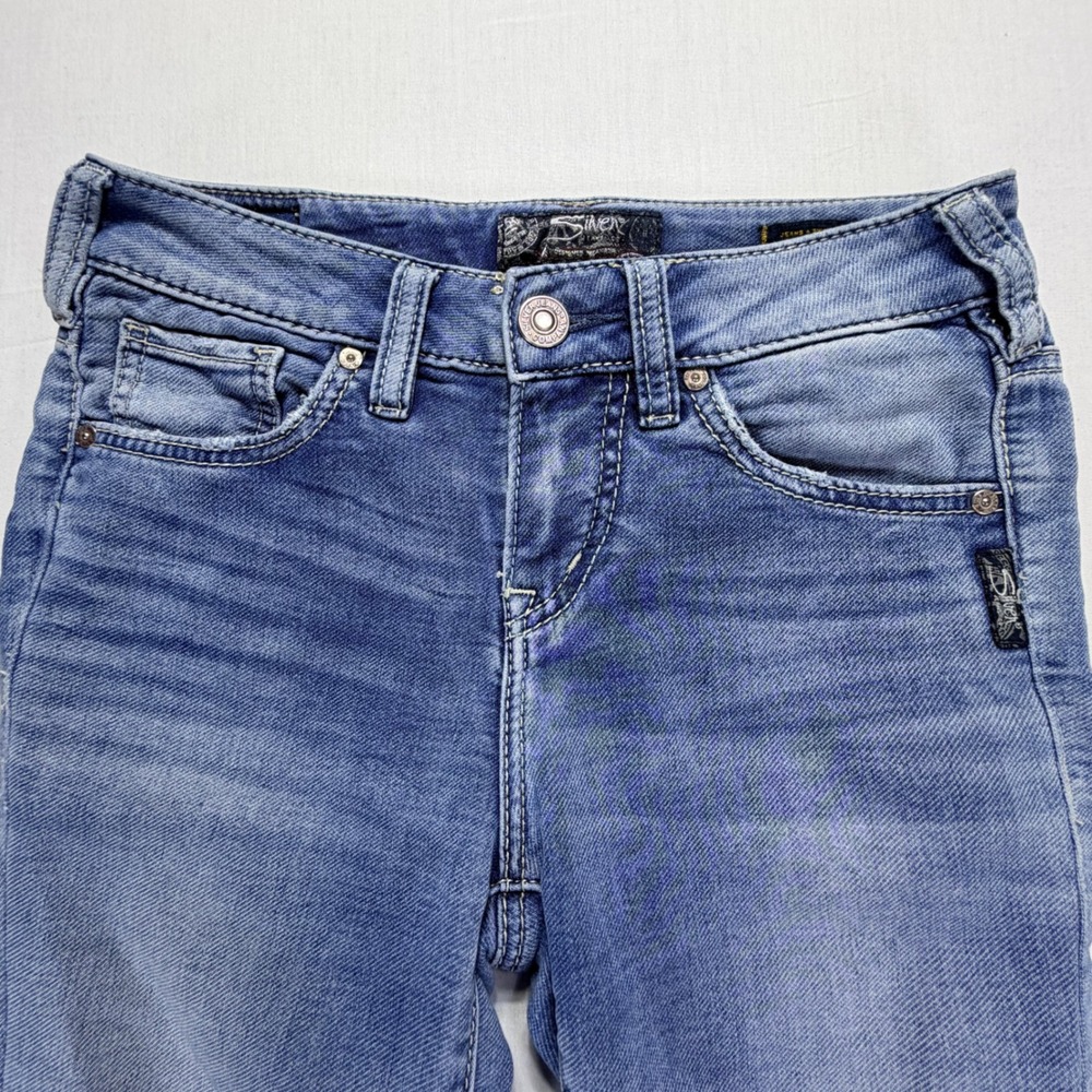 Silver Jeans Co Aiko High Skinny Jeans Women Light Wash Distressed Raw Hem 25/31